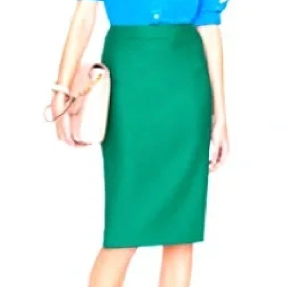 EUC J. Crew No. 2 Pencil® Skirt Bi-stretch Cotton Blend Green Size 24 - Picture 2 of 11